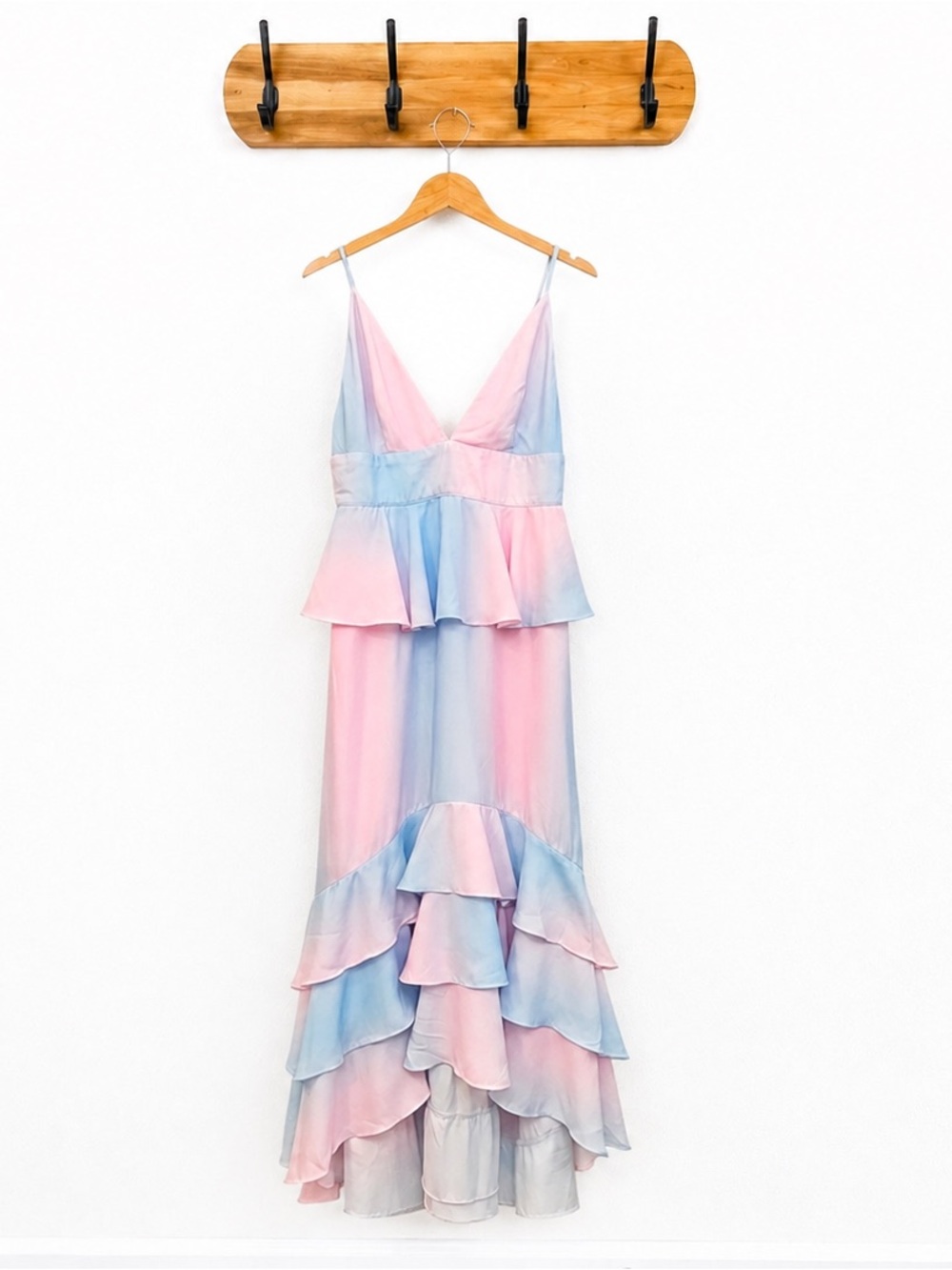 New Buddy Love Ombra Pink & Blue Georgia Ruffle Peplum Dress Size Medium
